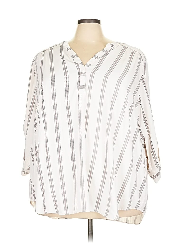 Pre-owned Torrid 3/4 Sleeve Blouse In White