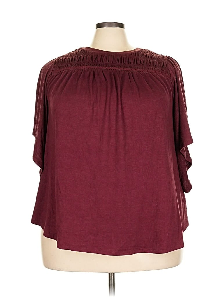 Pre-owned Torrid 3/4 Sleeve T-shirt In Burgundy
