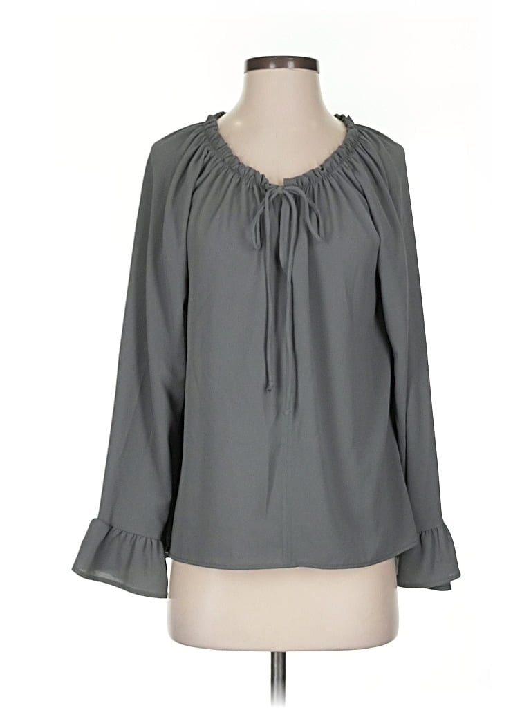 Pre-owned Vici Long Sleeve Blouse In Gray