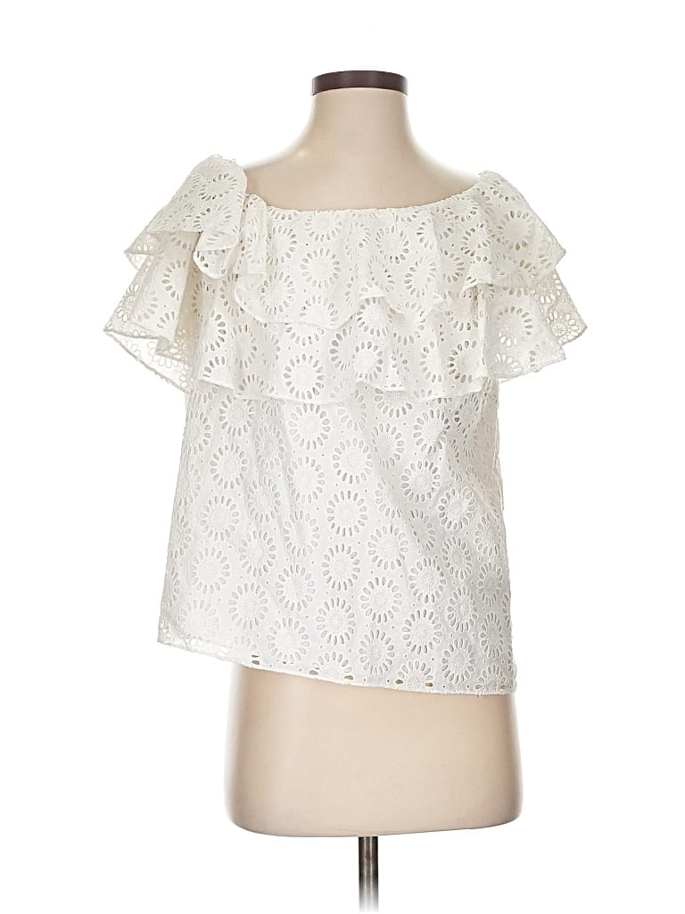 Pre-owned Lilly Pulitzer Short Sleeve Blouse In White