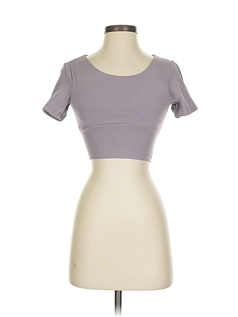 Pre-owned J.ing Short Sleeve Top Purple Sweetheart Neckline Tops