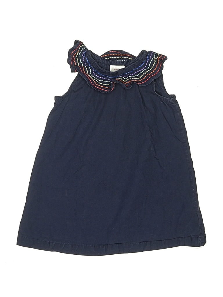 Pre-owned Hanna Andersson Kids' Sleeveless Top Blue Ruffles Neckline Tops