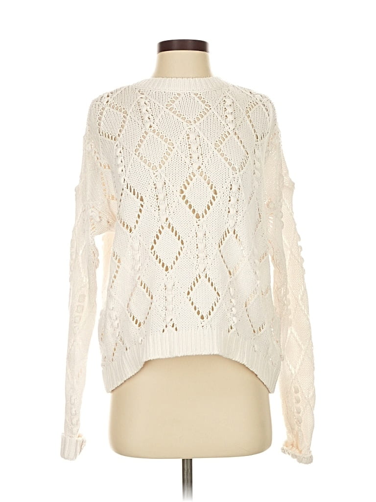Pre-owned Ann Taylor Loft Pullover Sweater In White