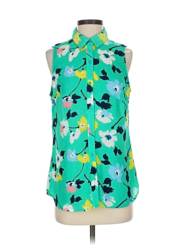 Pre-owned Banana Republic Factory Store Sleeveless Blouse In Green