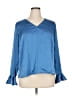 CeCe 100% Polyester Blue Long Sleeve Blouse Size 1X - photo 1