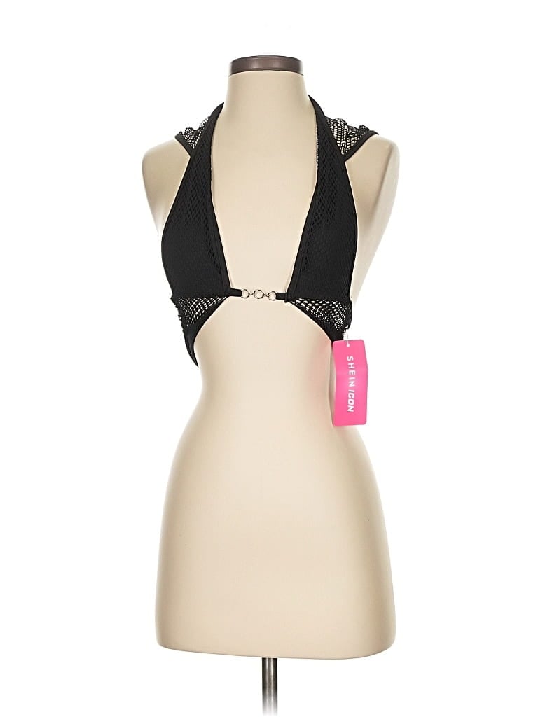 Shein Tank Top Black Halter Neckline Tops In Black