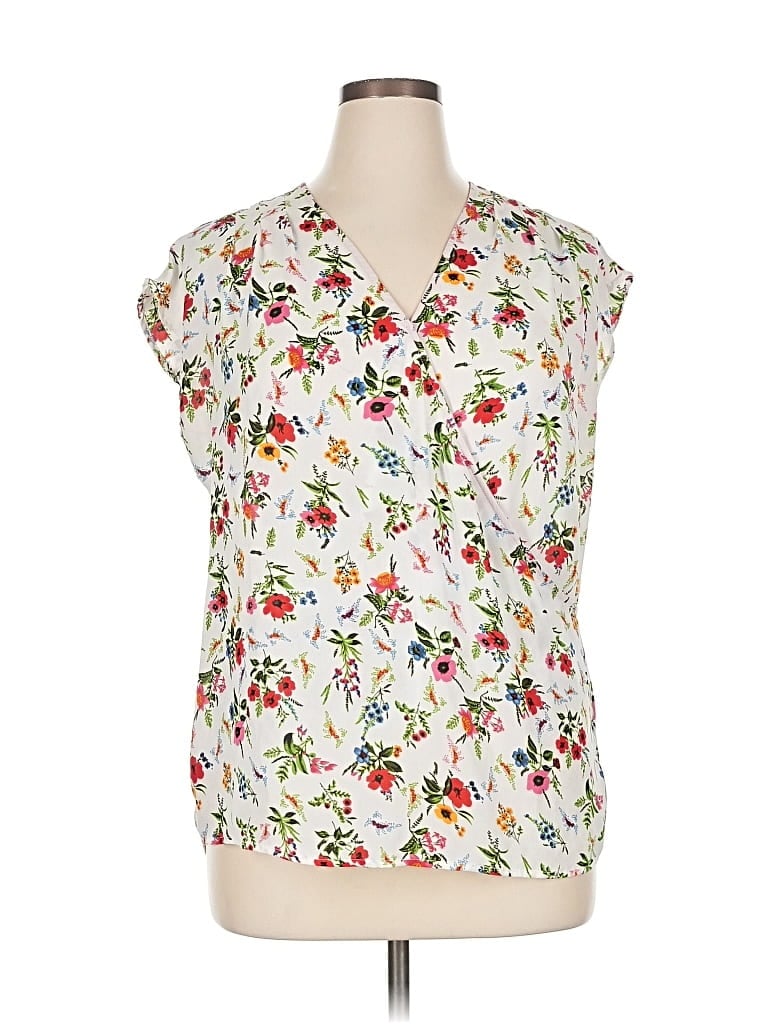 Pre-owned Pleione Short Sleeve Blouse In White