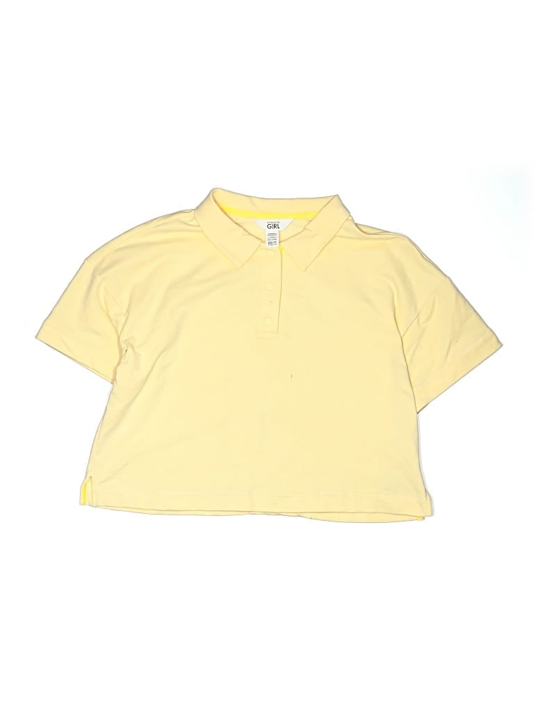 Pre-owned Athleta Girl Kids' Short Sleeve Polo Shirt In Yellow