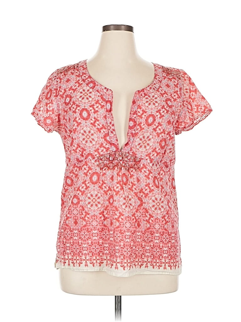Pre-owned Eddie Bauer Short Sleeve Blouse In Red