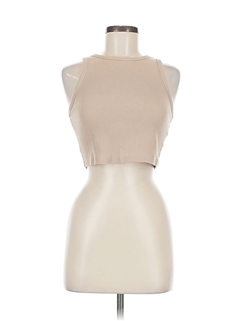 Pre-owned H&m Tank Top Tan Halter Neckline Tops In Brown