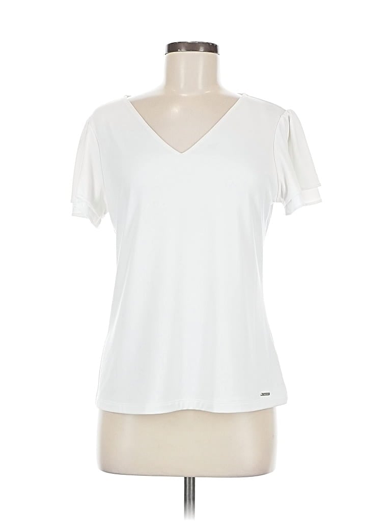 CALVIN KLEIN Pre-owned Short Sleeve Top White V Neck Tops