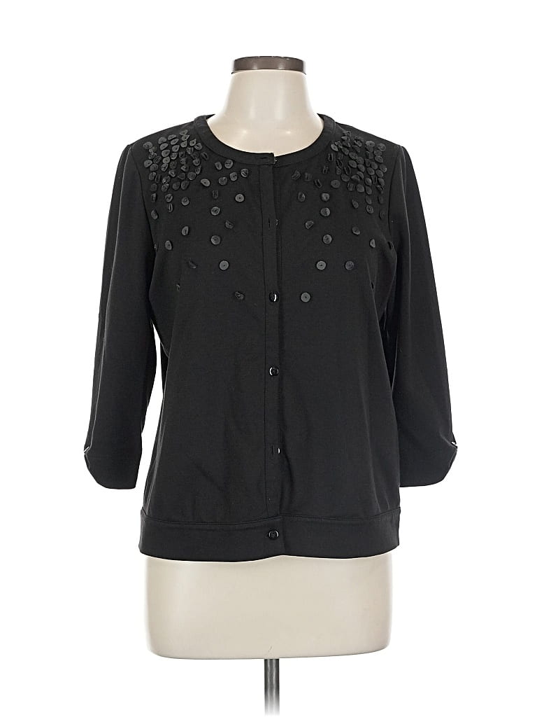 Pre-owned Covington 3/4 Sleeve Blouse In Black