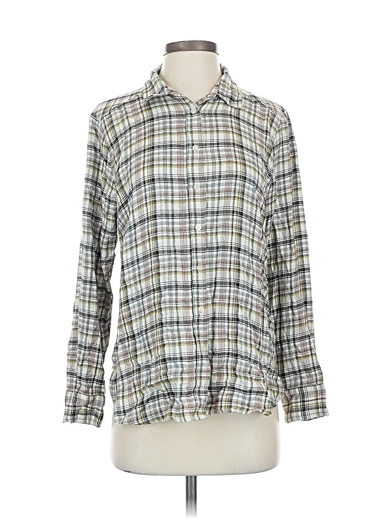 Pre-owned Ann Taylor Loft Long Sleeve Blouse In Gray