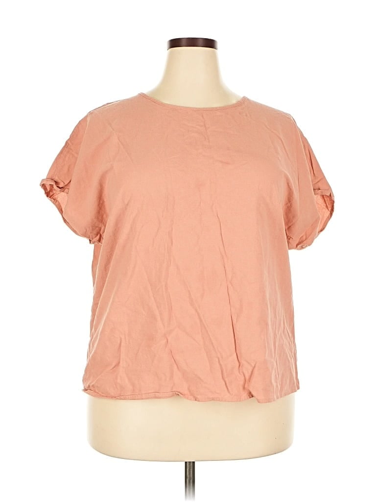 EMERY ROSE Pre-owned Short Sleeve Top Orange Keyhole Neckline Tops
