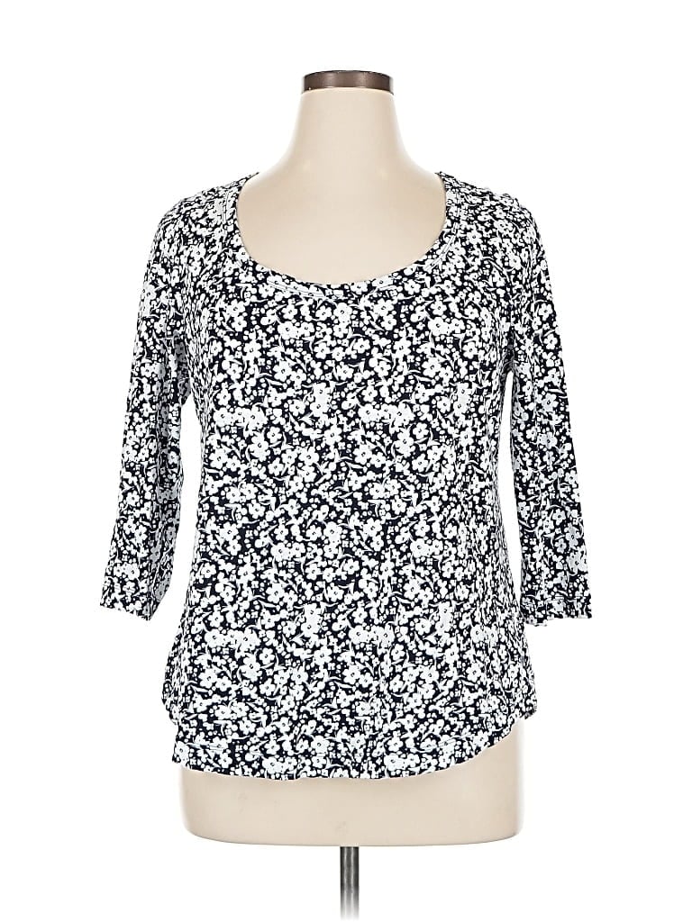 Pre-owned Lane Bryant 3/4 Sleeve T-shirt In Blue