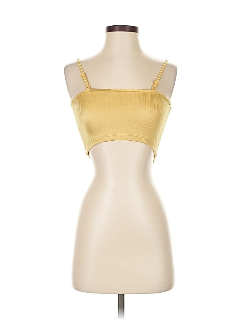 Pre-owned Klassy Network Tube Top Gold Strapless Neckline Tops