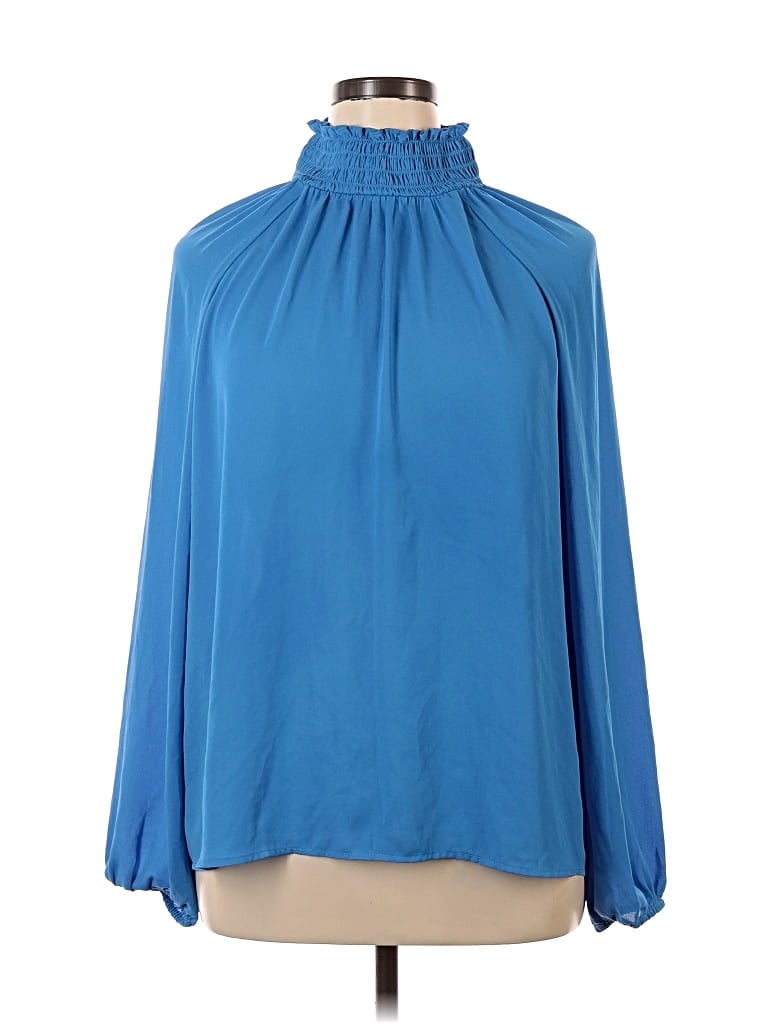 Pre-owned Ann Taylor Loft Outlet Long Sleeve Blouse In Blue