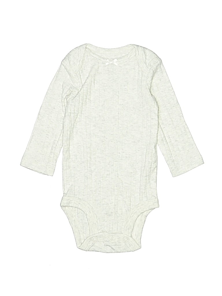 Pre-owned Child Of Mine By Carter's Babies' Long Sleeve Onesie In White