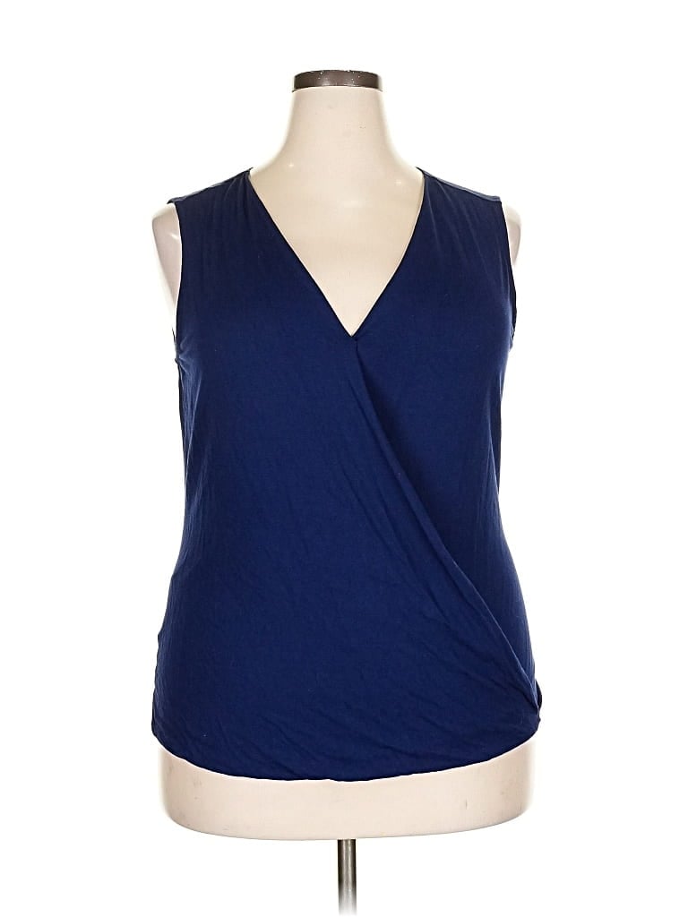 Pre-owned Lands' End Sleeveless Blouse In Blue