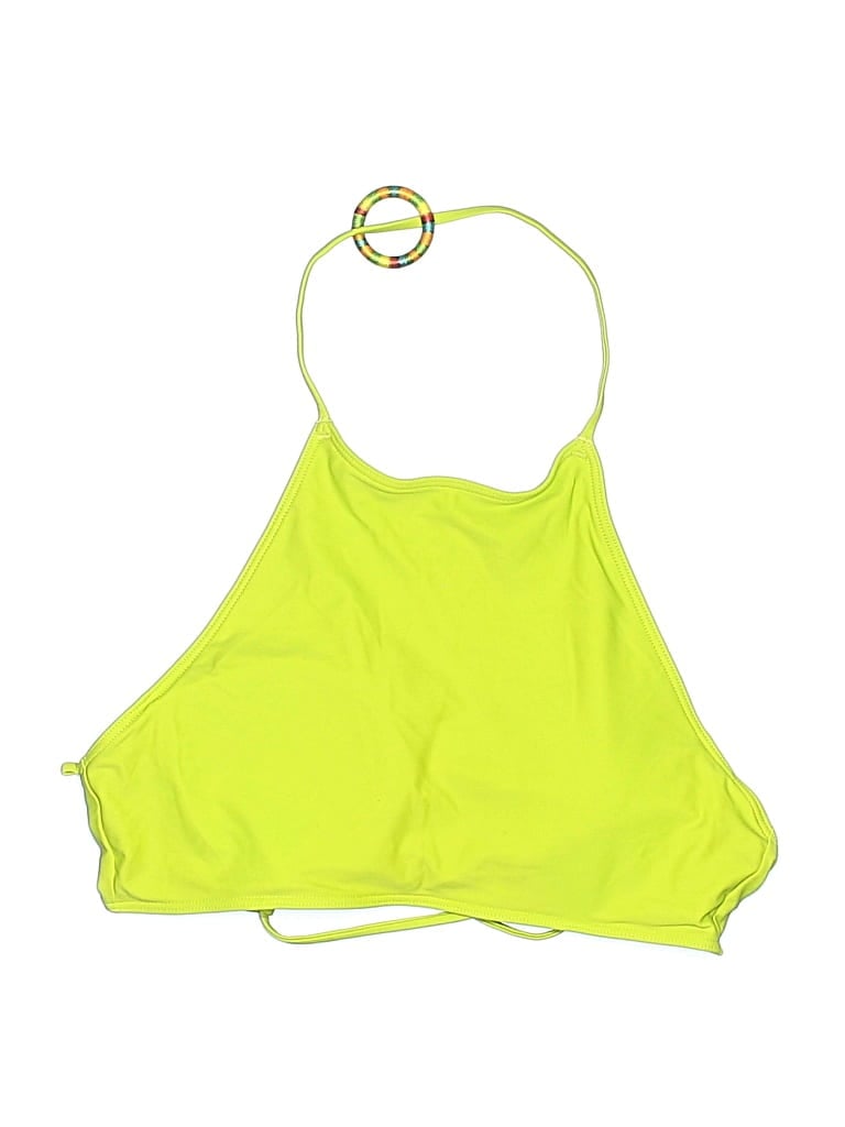 Pre-owned Aerie Swimsuit Top Green Solid Pattern Swimwear