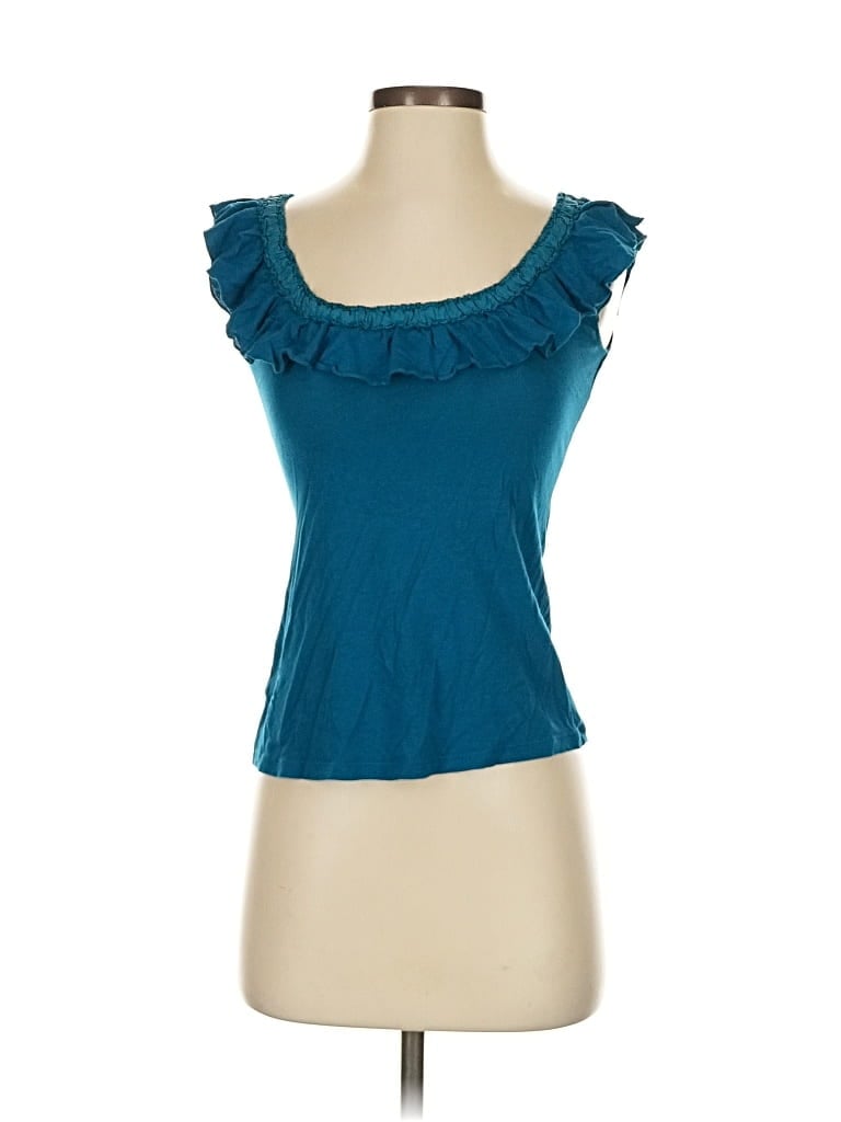 Pre-owned Express Sleeveless Top Teal Sweetheart Neckline Tops In Blue