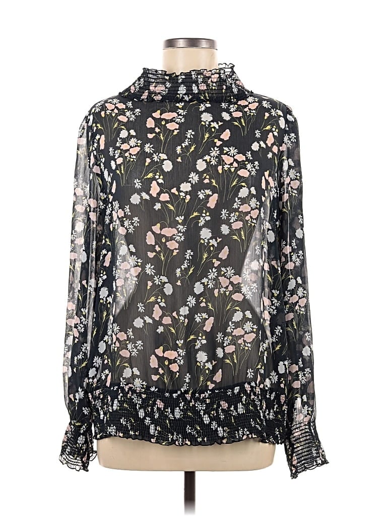 Pre-owned Zara Basic Long Sleeve Blouse In Black