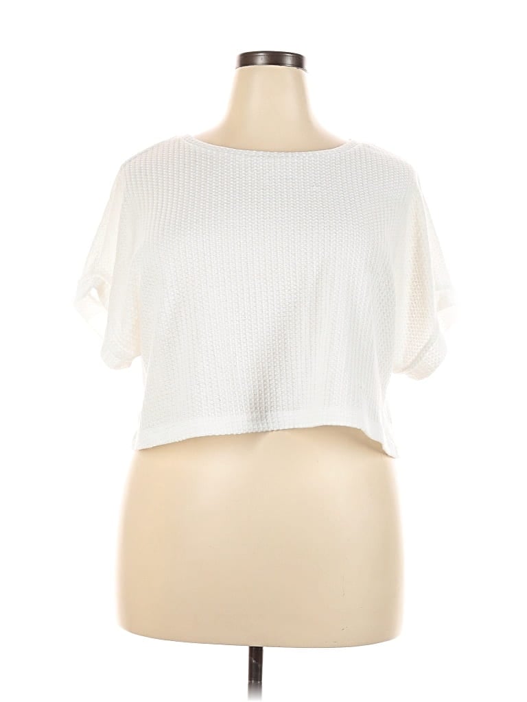 Pre-owned Shein Curve Short Sleeve Top White Square Neckline Tops