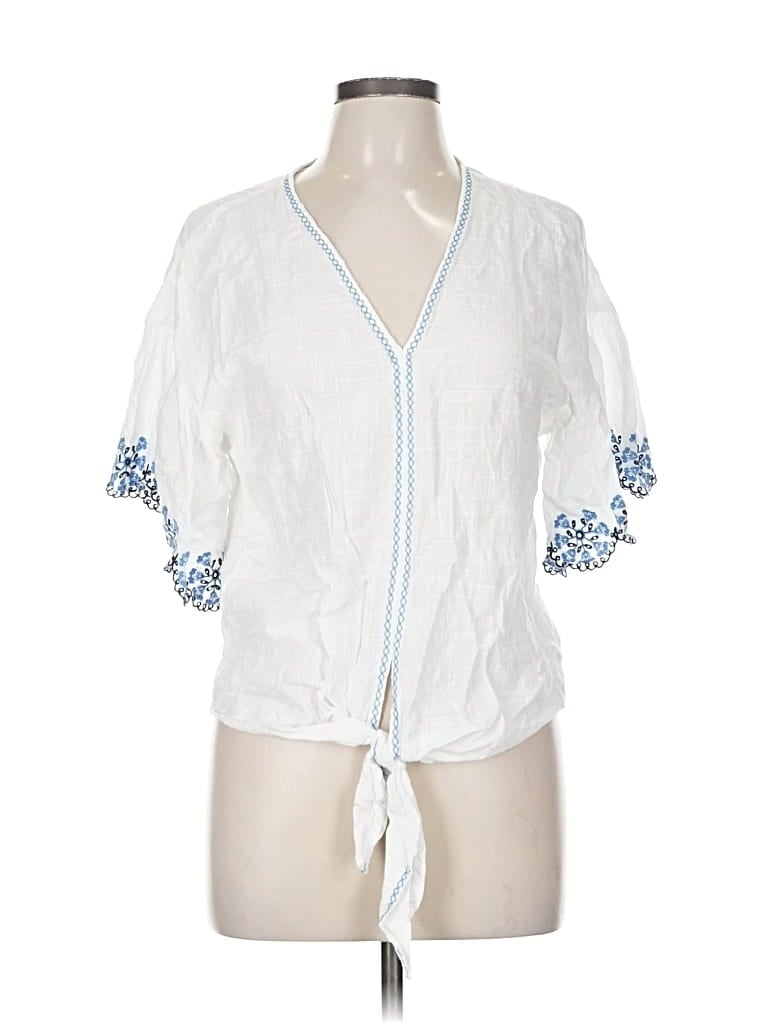 MAX STUDIO Pre-owned Short Sleeve Blouse In White