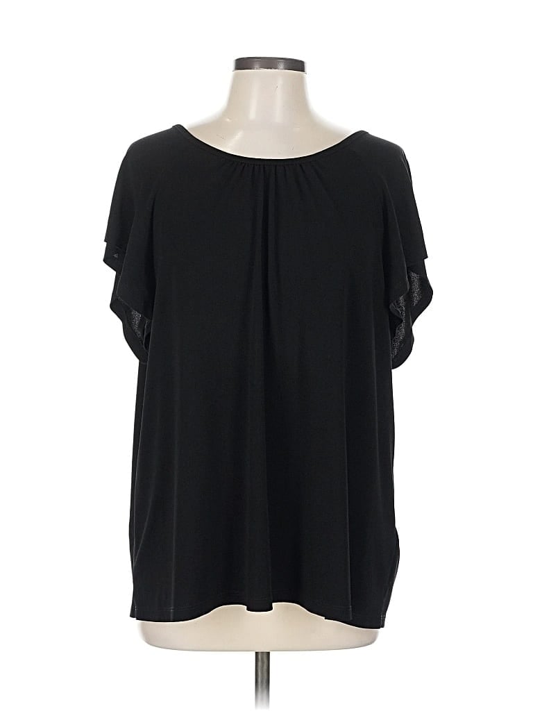 Pre-owned H&m Short Sleeve Blouse In Black