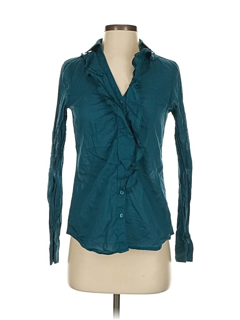 Pre-owned Express Long Sleeve Blouse In Blue