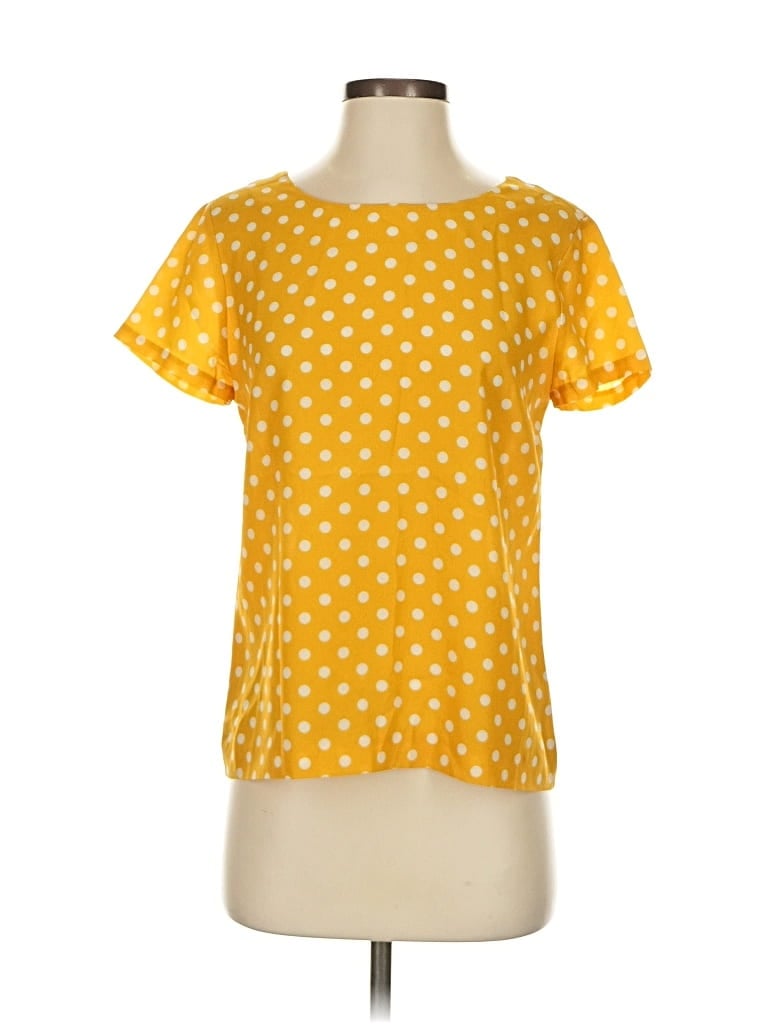 Pre-owned J.crew Factory Store Short Sleeve Blouse In Yellow