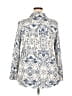 Big Dart 100% Viscose Print Ivory Blue Long Sleeve Blouse Size EU 54 / US 24 - photo 2