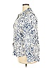 Big Dart 100% Viscose Print Ivory Blue Long Sleeve Blouse Size EU 54 / US 24 - photo 5