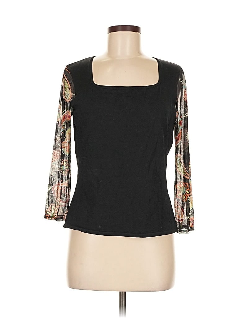 Pre-owned August Silk 3/4 Sleeve T-shirt In Black