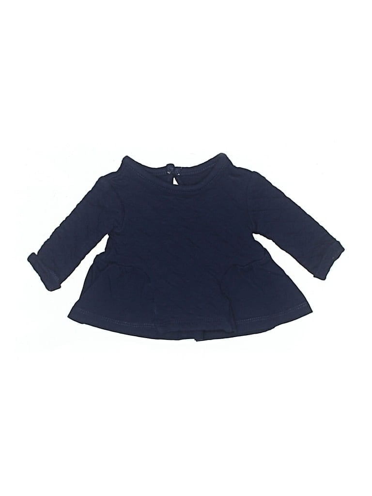 Pre-owned Just One You Made By Carter's Babies' 3/4 Sleeve Top Blue Keyhole Neckline Tops