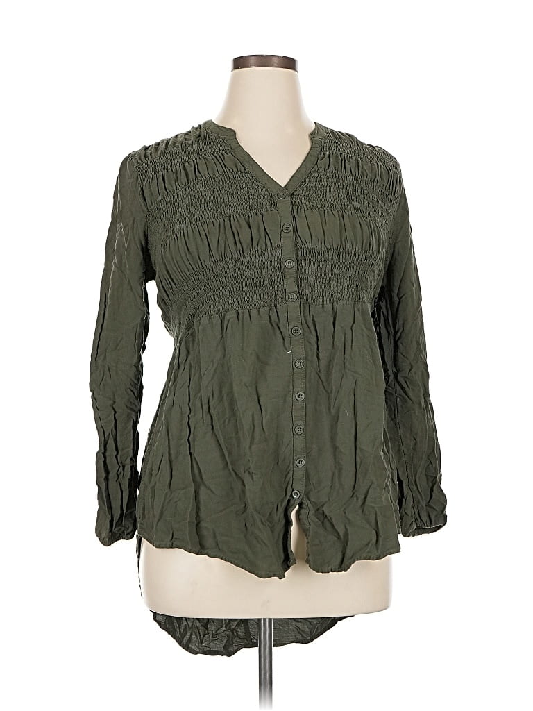 Pre-owned Torrid Long Sleeve Blouse In Green