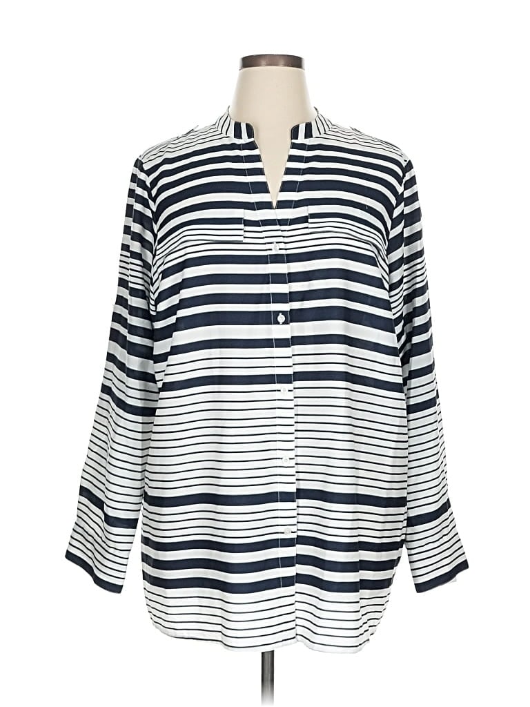 Pre-owned Calvin Klein Long Sleeve Blouse In Blue