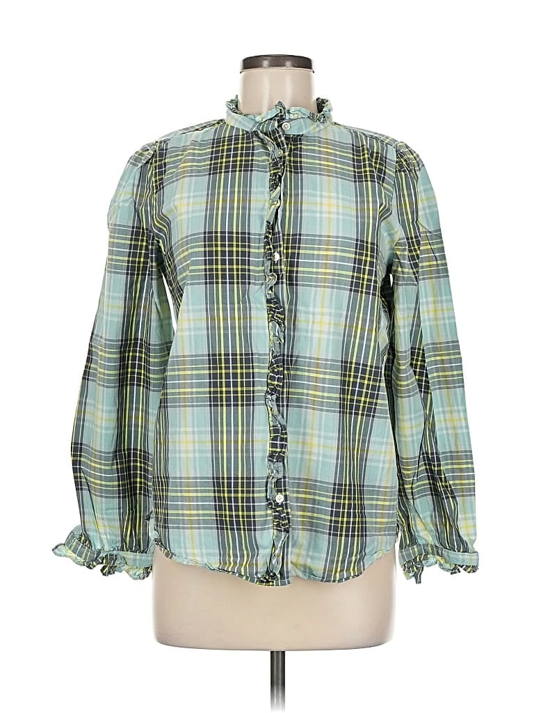 Pre-owned Ann Taylor Loft Long Sleeve Button Down Shirt In Green
