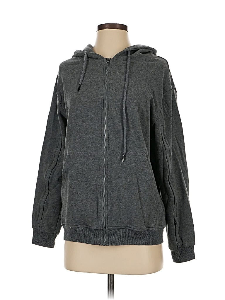Pre-owned Assorted Brands Zip Up Hoodie In Gray