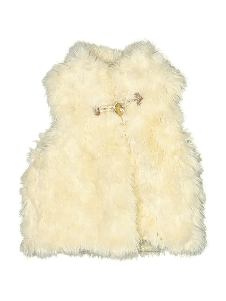 Pre-owned Zara Baby Babies' Faux Fur Vest In White