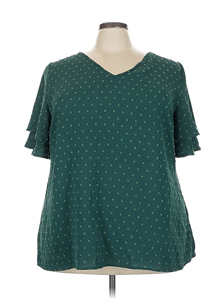 Pre-owned Bloomchic Short Sleeve Blouse In Blue