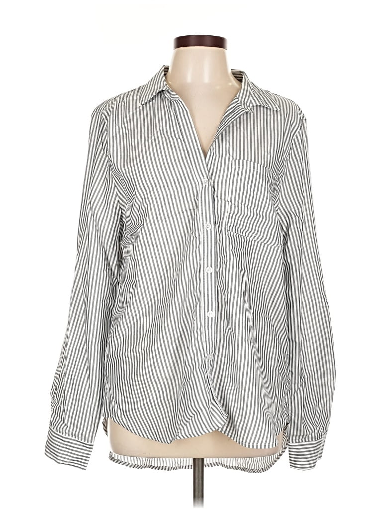 Pre-owned Chenault Long Sleeve Button Down Shirt In Silver