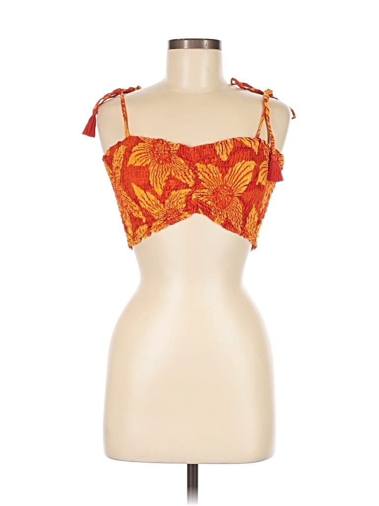Pre-owned Tiare Hawaii Tank Top Orange Strapless Neckline Tops