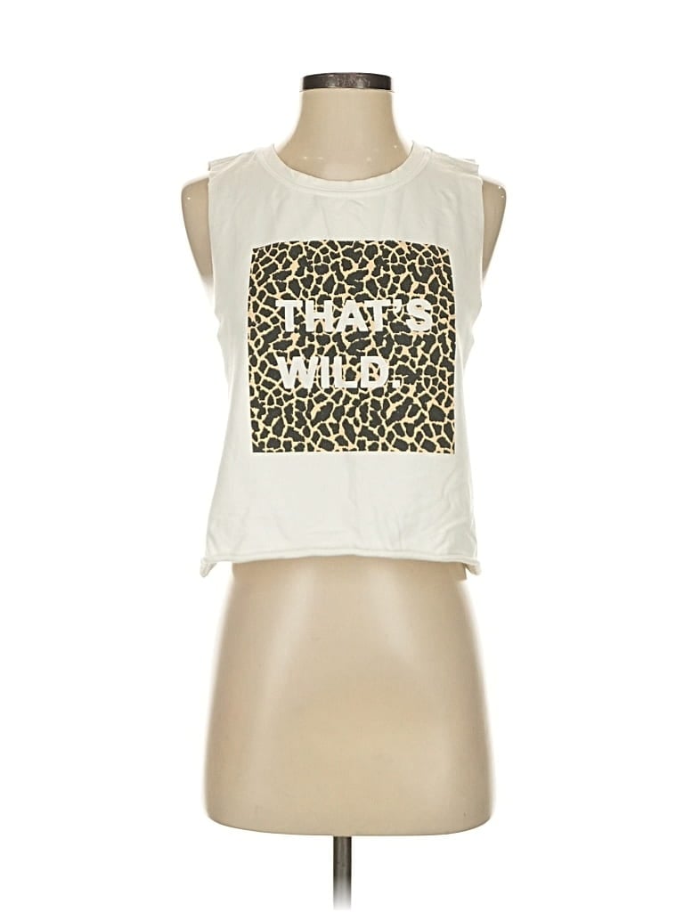 Pre-owned Offline By Aerie Tank Top Ivory Animal Print Pattern Halter Neckline Tops In White