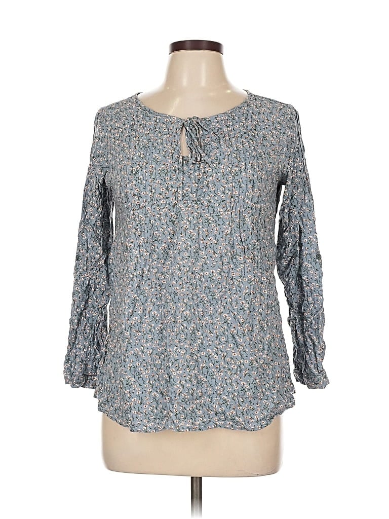 Pre-owned Suzanne Betro Long Sleeve Blouse In Blue