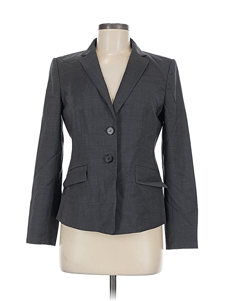 Pre-owned Ann Taylor Wool Blazer Jacket In Gray