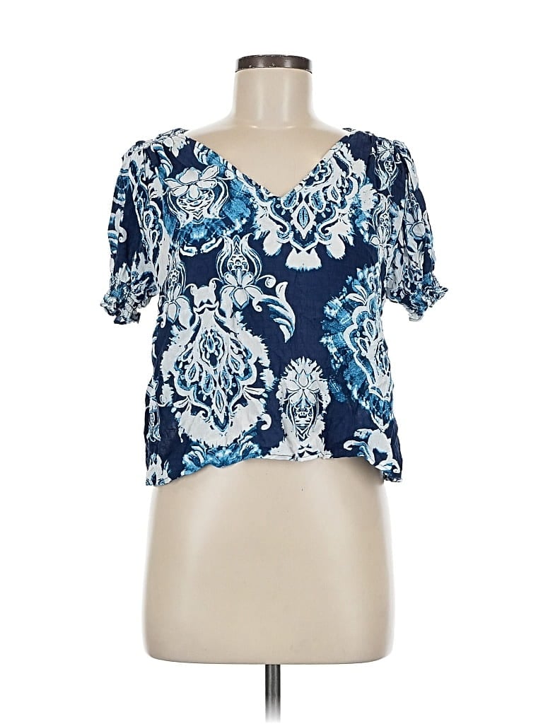 Pre-owned Haute Hippie Short Sleeve Blouse In Blue