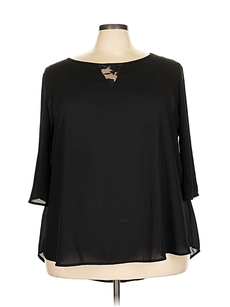 Pre-owned Torrid 3/4 Sleeve Blouse In Black