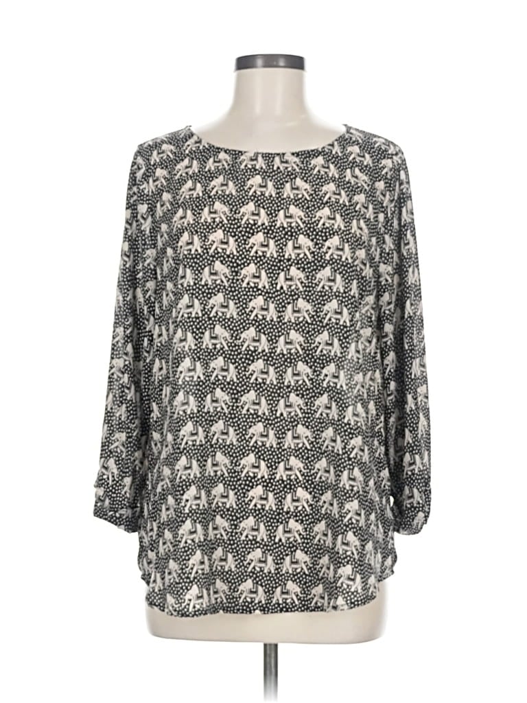 Pre-owned Pixley 3/4 Sleeve Blouse In Black