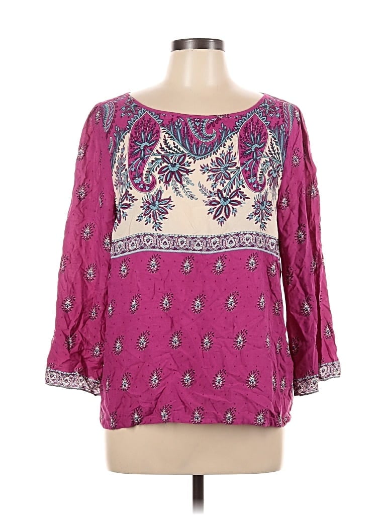 Pre-owned Lucky Brand 3/4 Sleeve Blouse In Pink